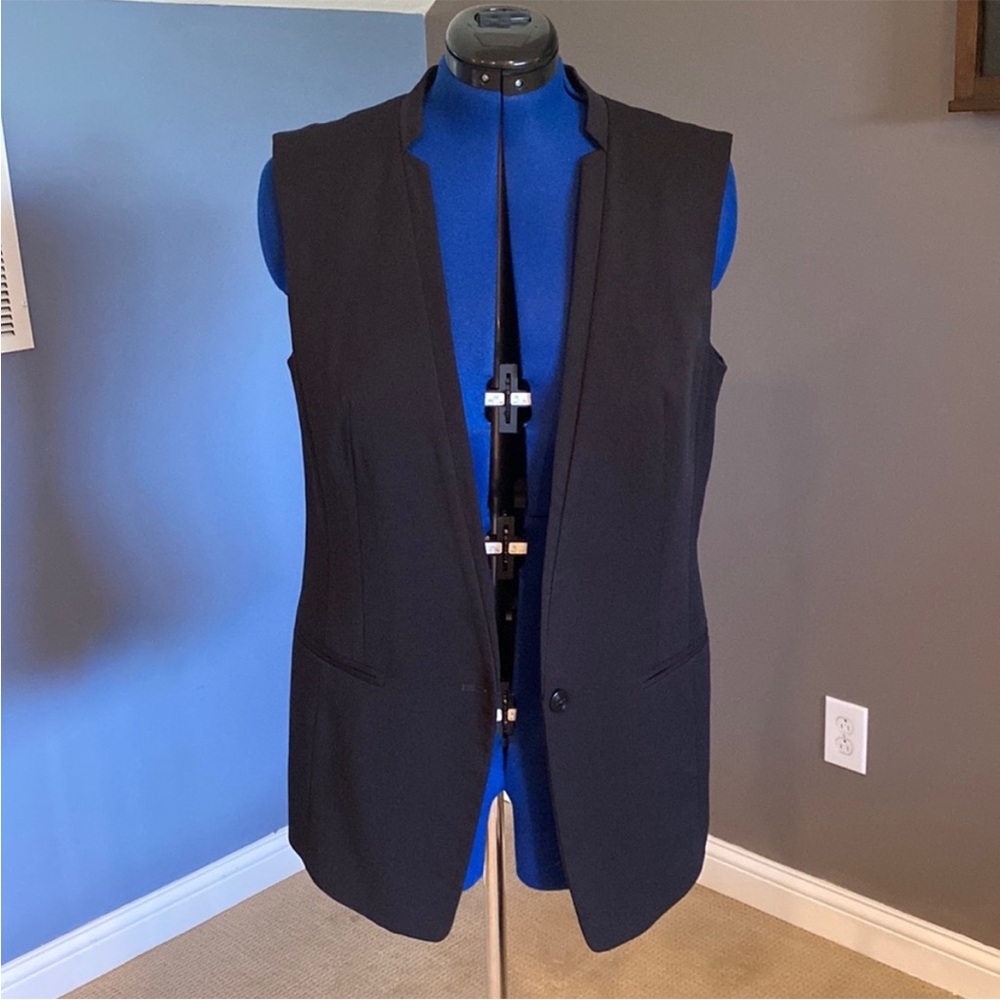 WHBM Black Sleeveless Blazer Vest